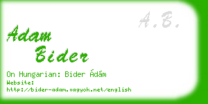 adam bider business card
